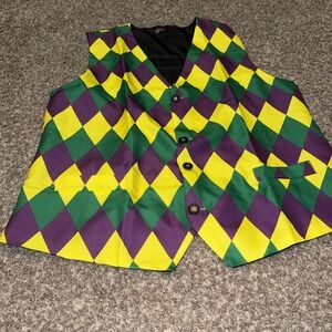 Jester Clown Joker Renaissance Vest Kit Adult Costume Size XXL